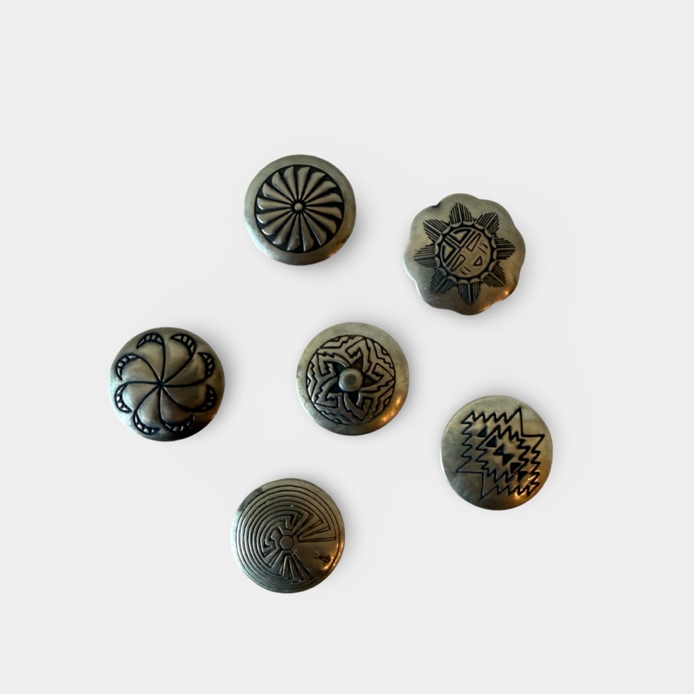 Vintage Sterling Silver Southwestern Button Covers
